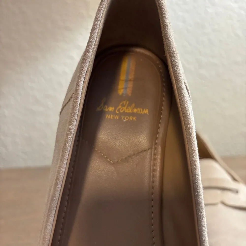 Sam Edelman Beatrice Suede Penny Loafers Warm Sand Beige Women's 11M Preppy - Picture 3 of 7